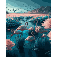 Картина по номерам Strateg ПРЕМИУМ Розовые фламинго размером 40х50 см (GS896)