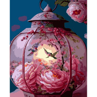 Картина по номерам Strateg ПРЕМИУМ Розовый восточный фонарь размером 40х50 см (GS898)