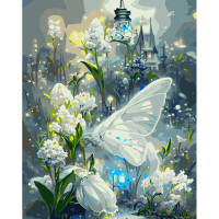Картина по номерам Strateg ПРЕМИУМ Белая бабочка размером 40х50 см (GS913)