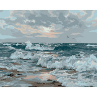 Картина за номерами Strateg ПРЕМІУМ Неспокійне море розміром 40х50 см (GS937)