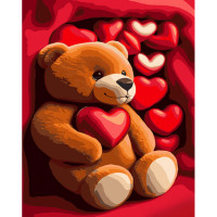 Картина по номерам Strateg ПРЕМИУМ Медвежонок с сердечками размером 40х50 см (GS965)