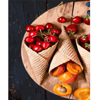 Картина по номерам Strateg ПРЕМИУМ Фрукты на доске размером 40х50 см (HH025)