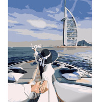 Картина за номерами Strateg ПРЕМІУМ Яхта у Дубаї розміром 40х50 см (HH062)