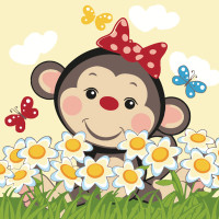 Картина по номерам Strateg Обезьянка размером 20х20 см (HH5121)