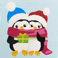 Картина по номерам Strateg  Пингвины с подарком размером 20х20 см (HH6331)