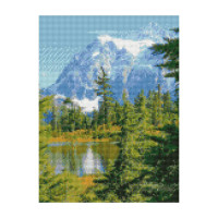 Алмазна мозаїка Пейзаж - гори та ялинки 30х40 см HX021