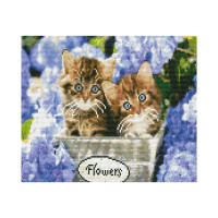 Алмазная мозаика Котята в гортензии 30х40 см HX040