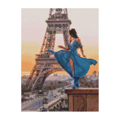 Алмазна мозаїка Дівчина у Парижі 30х40 см HX048