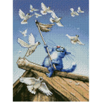 Алмазная мозаика Котик на крыше 30х40 см HX087