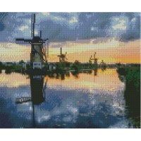 Алмазна мозаїка Млин біля озера 30x40 см HX220