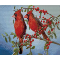 Алмазная мозаика Свиристели на калине 30х40 см HX223