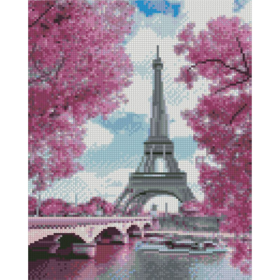 Алмазна мозаїка Париж у рожевих тонах 30х40 см HX411