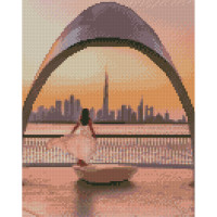 Алмазная мозаика Strateg ПРЕМИУМ Закат на набережной размером 30х40 см (HX484)