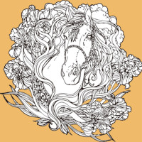 Набор для росписи-антистресс Strateg Лошадь в цветах размером 30х30 см (JCEE37113)