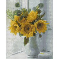Алмазная мозаика Strateg ПРЕМИУМ Яркие подсолнухи в весе размером 30х40 см (KB017)