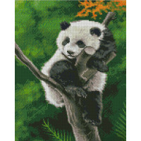 Алмазная мозаика Strateg ПРЕМИУМ Пандочка на дереве размером 30х40 см (KB050)