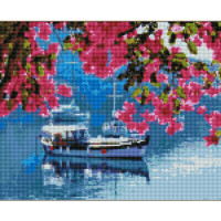 Алмазна мозаїка Strateg ПРЕМІУМ Яхта на воді розміром 30х40 см (KB096)