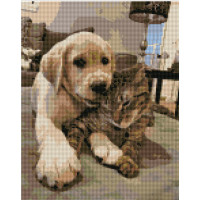 Алмазная мозаика Strateg ПРЕМИУМ Лучшие друзья размером 30х40 см (KB106)