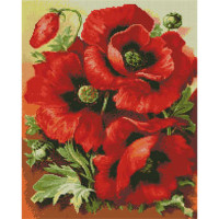Алмазна картина Strateg ПРЕМІУМ Маки розміром 40х50 см (L-014)