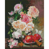 Алмазна картина Strateg ПРЕМІУМ Троянди та яблука розміром 40х50 см (L-042)