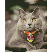 Алмазна картина Strateg ПРЕМІУМ Очі сірого британця розміром 40х50 см (L-065)