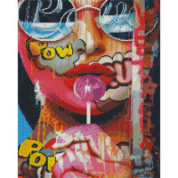 Алмазная картина Strateg ПРЕМИУМ Поп-арт девушка размером 40х50 см (L-103)