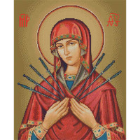 Алмазна картина Strateg ПРЕМІУМ Семистрільна ікона Божої Матері розміром 40х50 см (L-130)