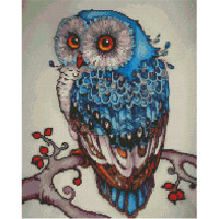 Алмазна картина Strateg ПРЕМІУМ Синя совушка розміром 40х50 см (L-152)