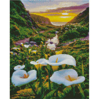 Алмазна картина Strateg ПРЕМІУМ Поле з квітучих калл розміром 40х50 см (L-160)