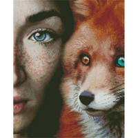 Алмазна картина Strateg ПРЕМІУМ Дівчина та лисиця розміром 40х50 см (L-218)