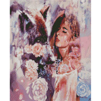 Алмазная картина Strateg ПРЕМИУМ Девушка и волк размером 40х50 см (L-233)