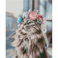 Алмазна картина Strateg ПРЕМІУМ Ніжний котик розміром 40х50 см (L-241)