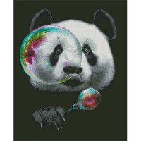 Алмазна картина Strateg ПРЕМІУМ Панда та бульбашка розміром 40х50 см (L-243)