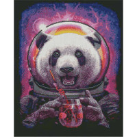 Алмазна картина Strateg ПРЕМІУМ Панда-космонавт розміром 40х50 см (L-259)