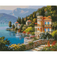 Алмазная картина Strateg ПРЕМИУМ Город на берегу размером 40х50 см (L-324)
