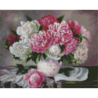 Алмазна картина Strateg ПРЕМІУМ Натюрморт з півоніями розміром 40х50 см (L-387)