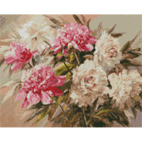 Алмазна картина Strateg ПРЕМІУМ Свіжі півонії розміром 40х50 см (L-389)