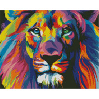Алмазна картина Strateg ПРЕМІУМ Поп-арт лев розміром 40х50 см (L-416)