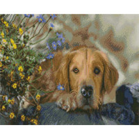 Алмазна картина Strateg ПРЕМІУМ Сумне цуценя розміром 40х50 см (L-485)