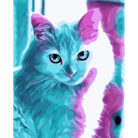 Картини за номерами Strateg ПРЕМІУМ Білий пухнастик з лаком розміром 40х50 см VA-3582