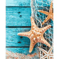 Картини за номерами Strateg ПРЕМІУМ Морські зірки з лаком розміром 40х50 см VA-3587
