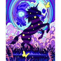 Картини за номерами Strateg ПРЕМІУМ Чарівний єдиноріг з лаком розміром 40х50 см VA-3590