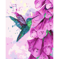 Картини за номерами Strateg ПРЕМІУМ Акварельний колібрі з лаком розміром 40х50 см VA-3601