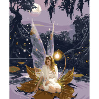 Картини за номерами Strateg ПРЕМІУМ Ніжна фея з лаком розміром 40х50 см VA-3614