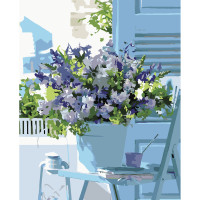 Картини за номерами Strateg ПРЕМІУМ Квіти в горщику з лаком розміром 40х50 см VA-3615