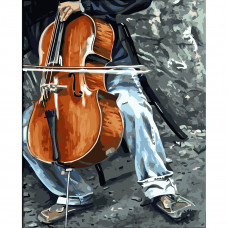Картини за номерами Strateg ПРЕМІУМ Музика віолончелі з лаком розміром 40х50 см VA-3617