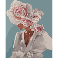 Картини за номерами Strateg ПРЕМІУМ Волосся із квітів з лаком розміром 40х50 см VA-3623