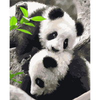 Картини за номерами Strateg ПРЕМІУМ Пандочки з лаком розміром 40х50 см VA-3630