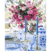 Картини за номерами Strateg ПРЕМІУМ Трапеза зі свічками з лаком розміром 40х50 см VA-3635