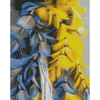 Алмазна мозаїка Strateg ПРЕМІУМ Жовтоблакитне пір'я розміром 30х40 см HX434